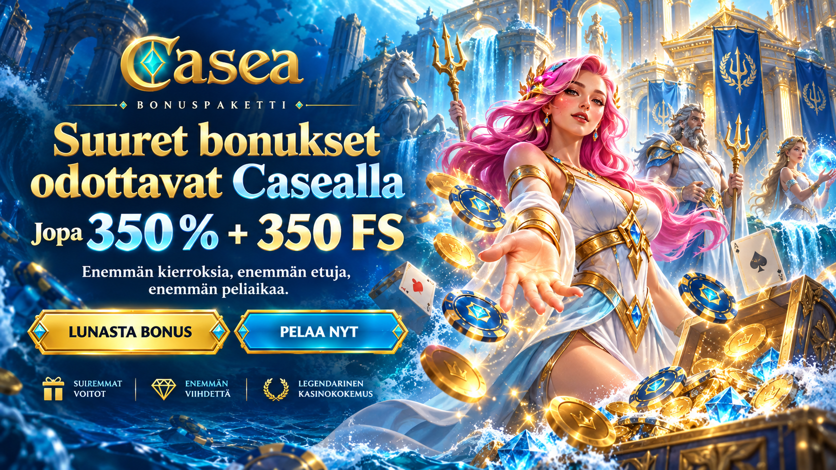 Casea bonus – jopa 16 000 € + 350 ilmaiskierrosta